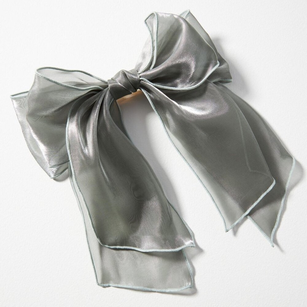 Anthropologie Oversize Bow Barrette Shiny Green